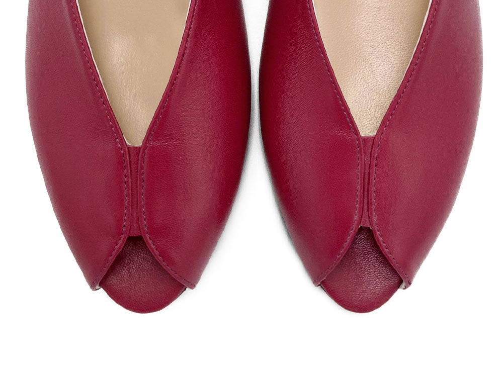 Fuchsia Open-Toe Slingbacks aus Leder