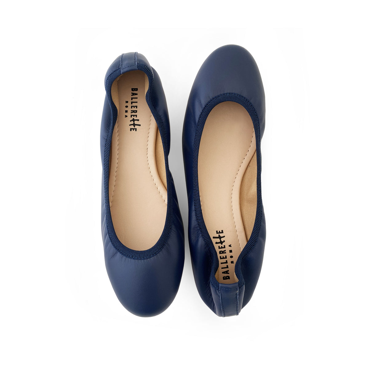 Ballerine con elastico in pelle blu