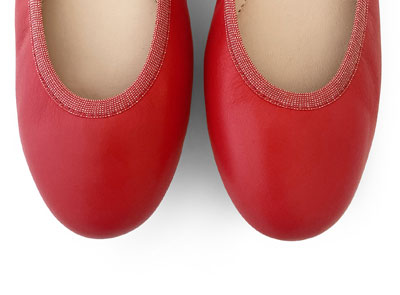 Coral red ballet flats with elastic