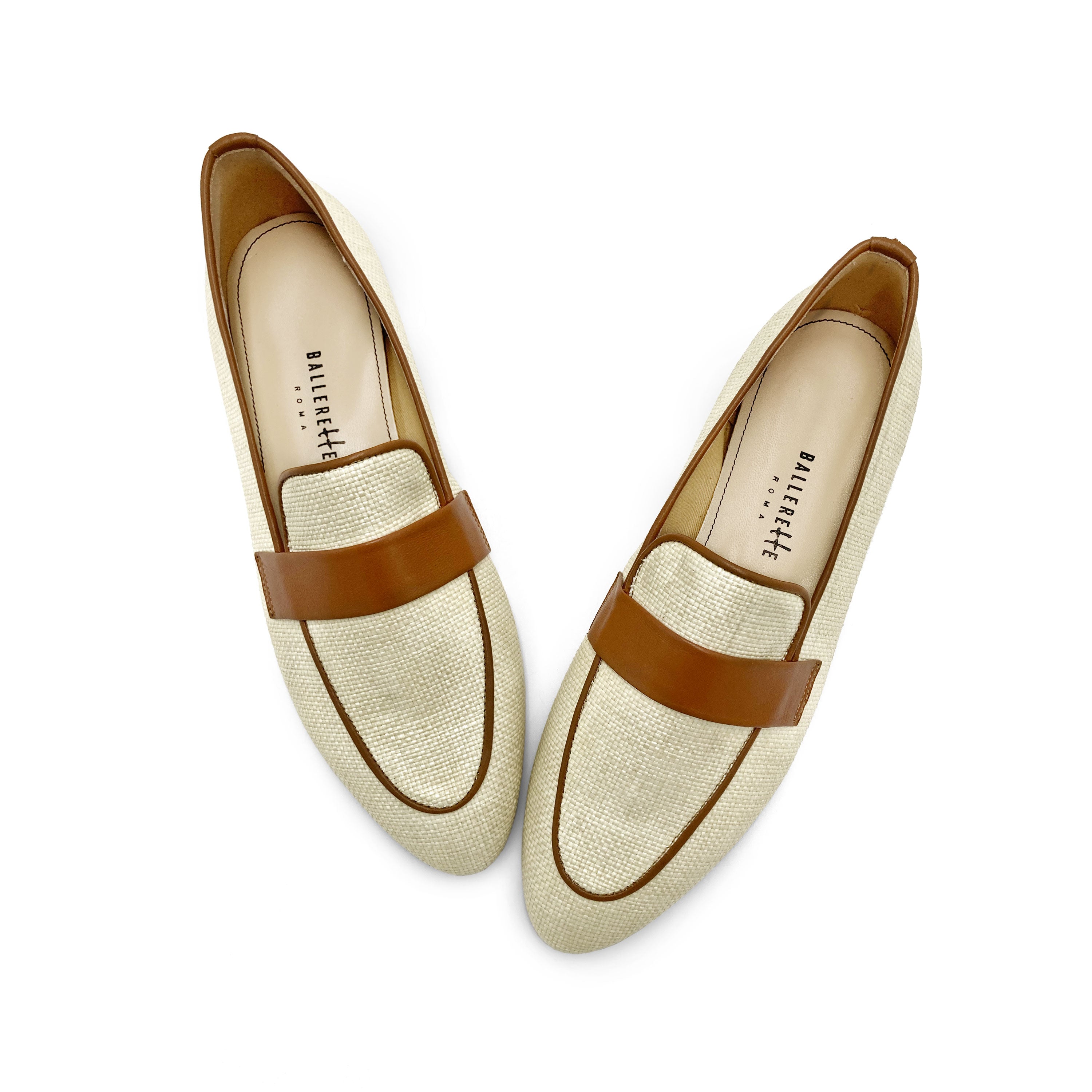 Mocassini donna estivi beige in rafia