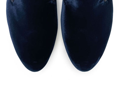 Slippers femme en velours bleu