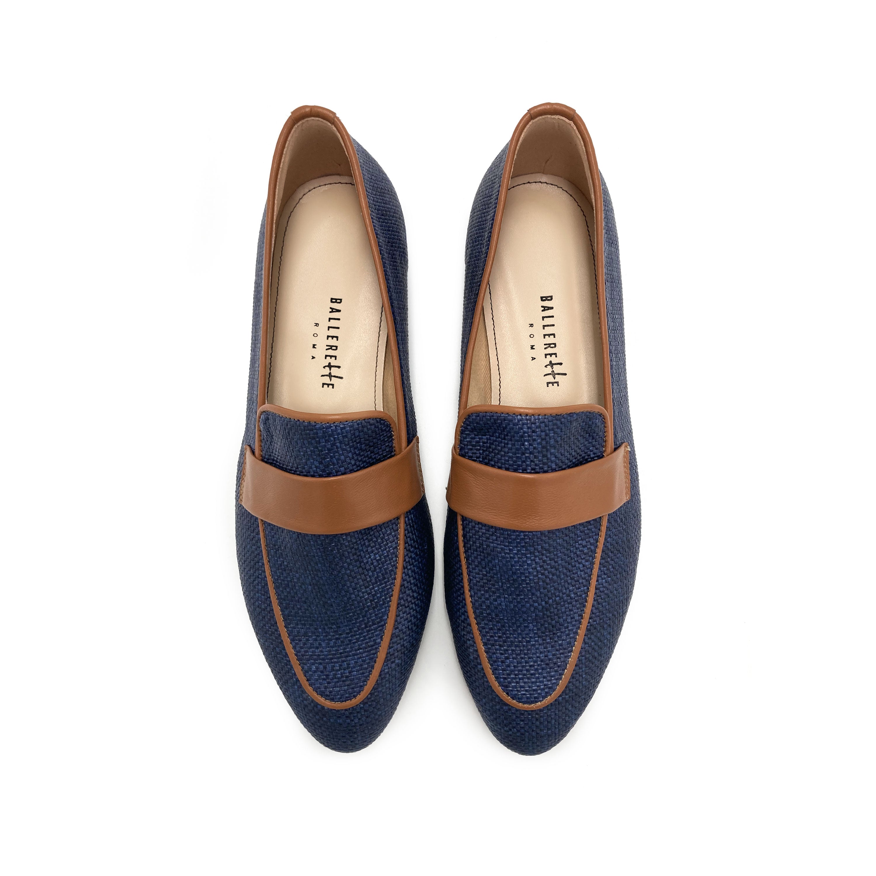 Mocassini donna estivi blu in rafia