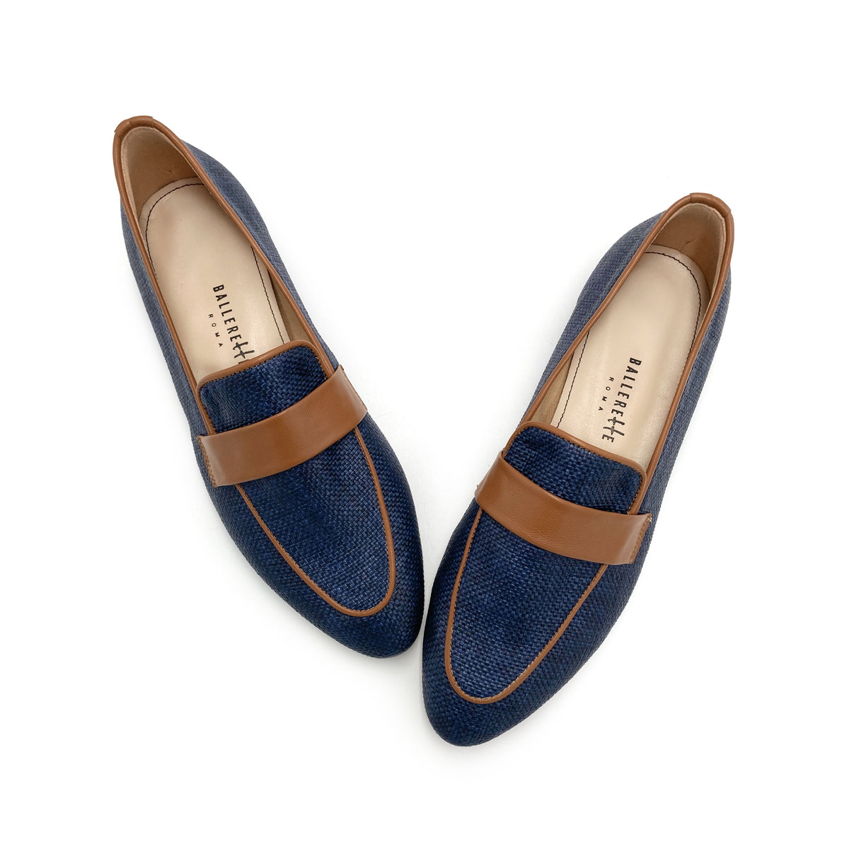 Mocassini donna estivi blu in rafia