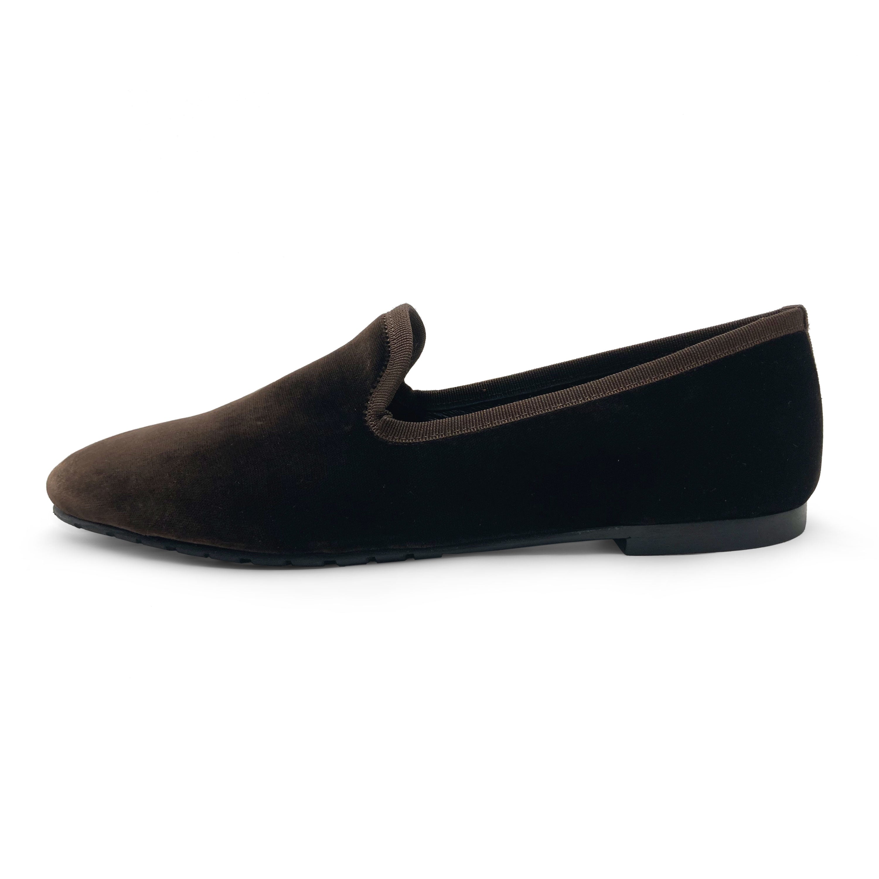 Slippers da donna marroni in velluto