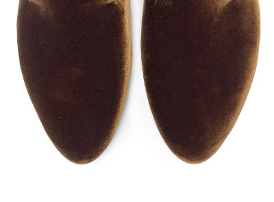 Slippers femme en velours marron