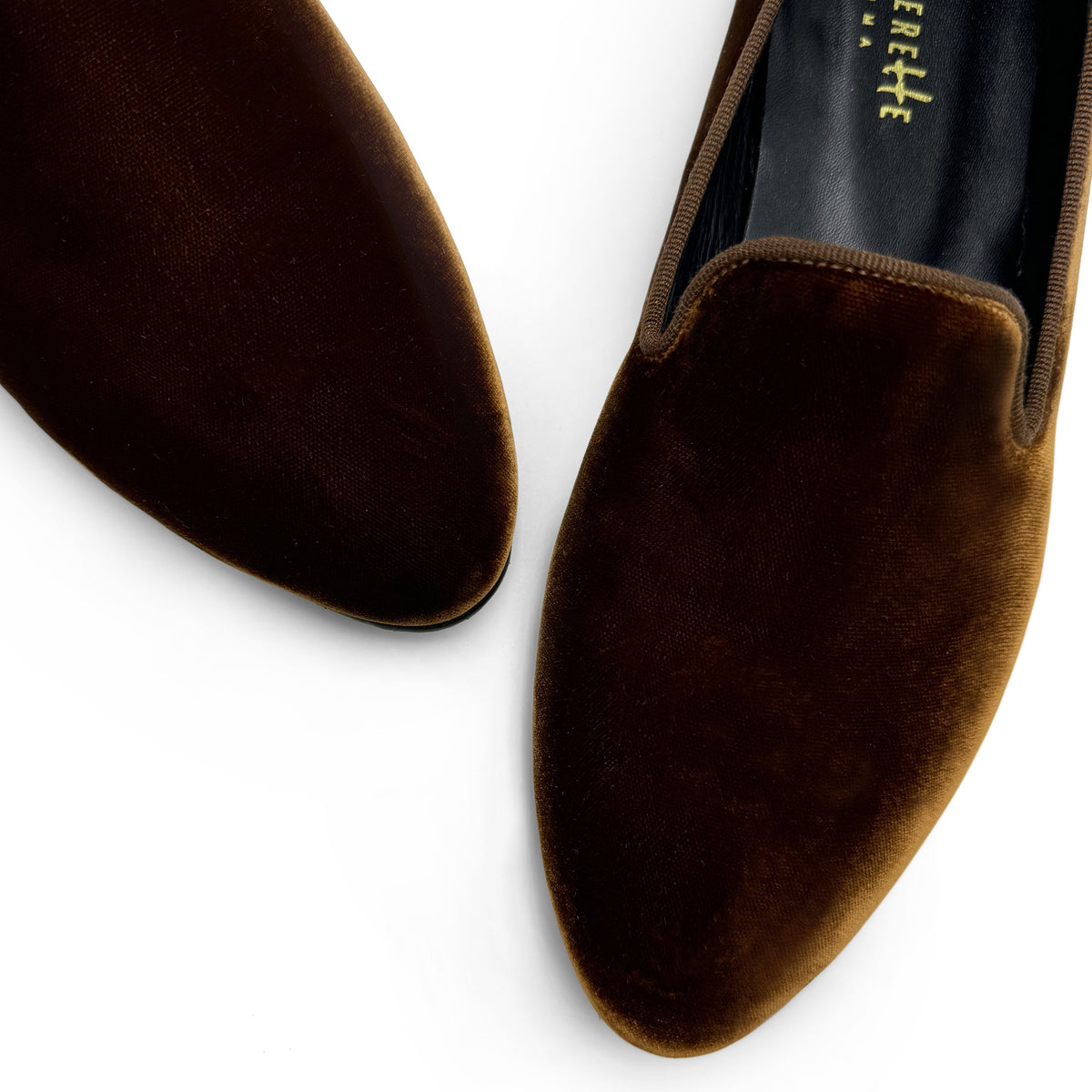 Slippers femme en velours marron