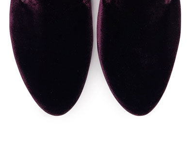 Slippers femme en velours bordeaux