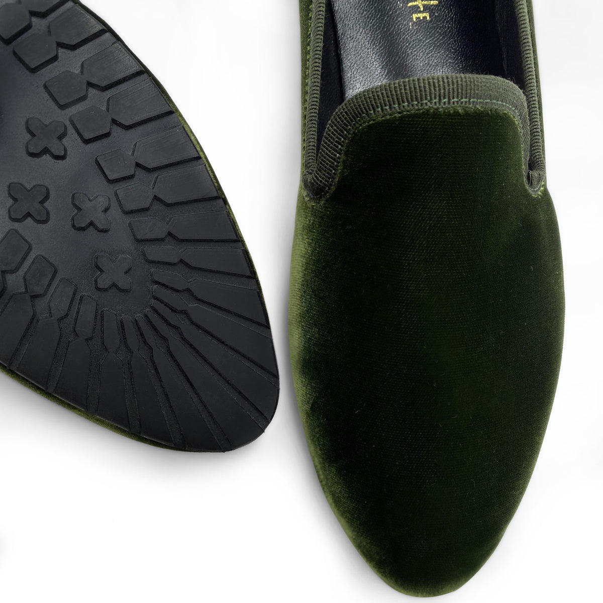 Slippers da donna in velluto verde bosco
