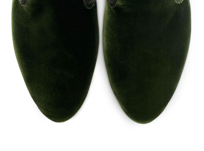 Slippers da donna in velluto verde bosco