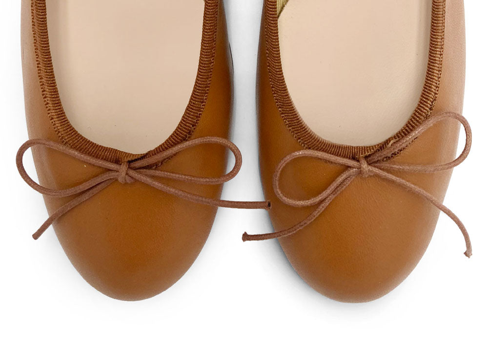 Ballerine in pelle cuoio con tacco alto