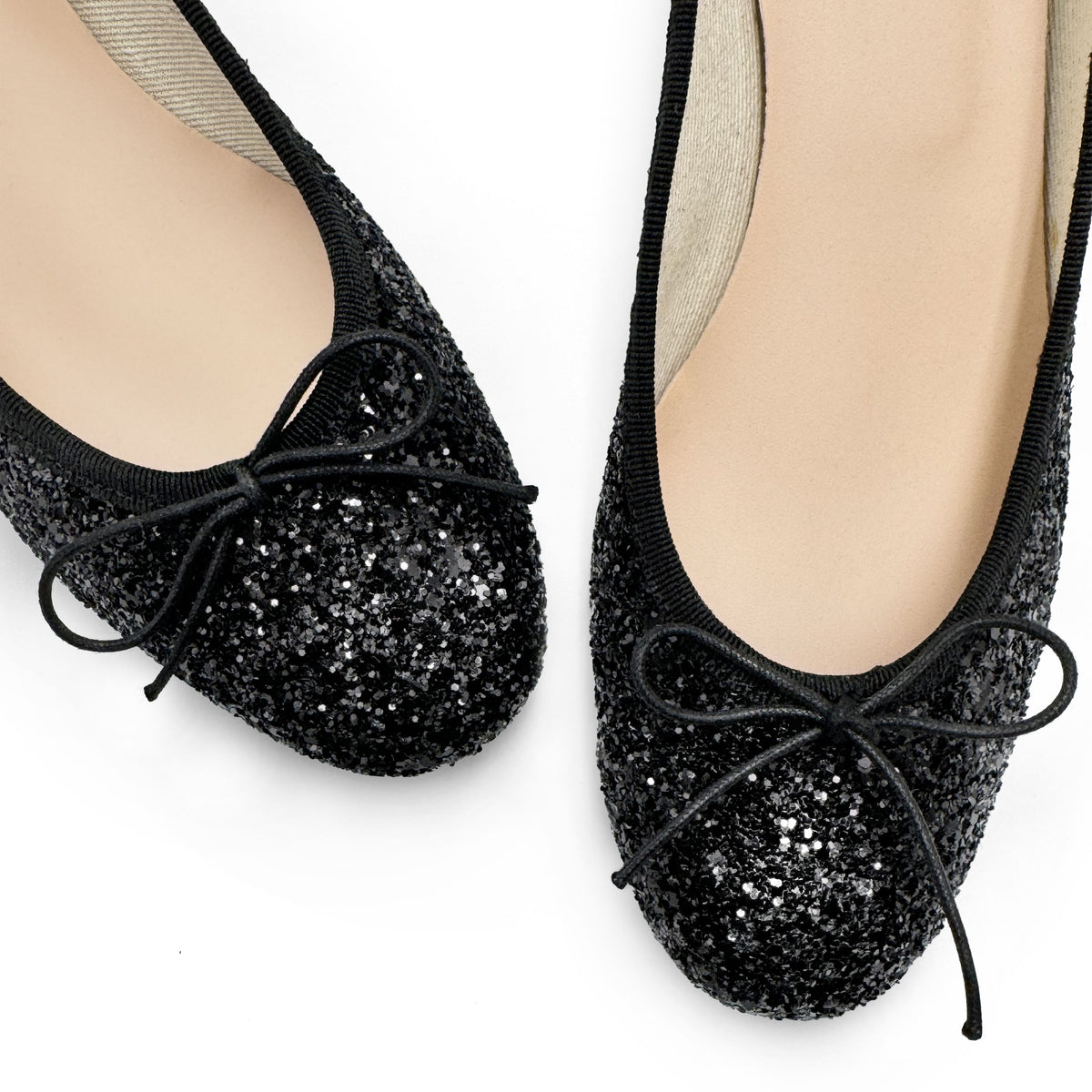 TT GO GREEN Collection - Ballerine con tacco nere glitterate in tessuto ECO