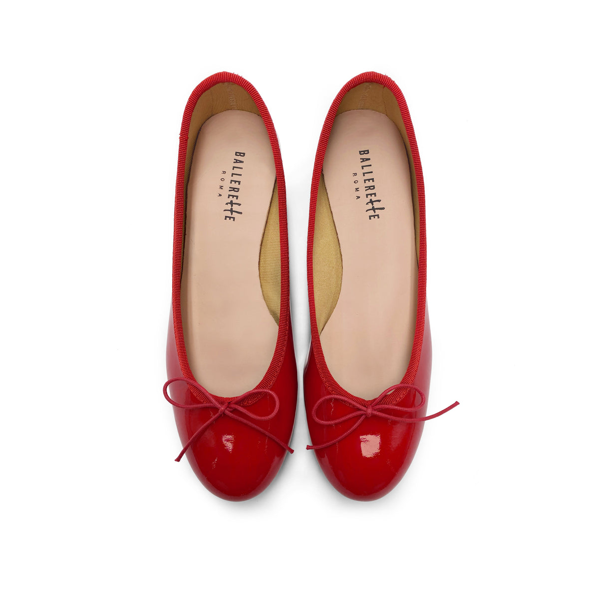 Ballerine rosse con tacco alto in vernice