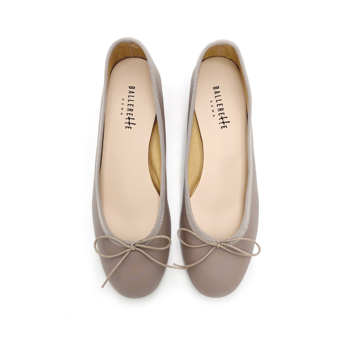 Ballerine in pelle tortora con tacco alto