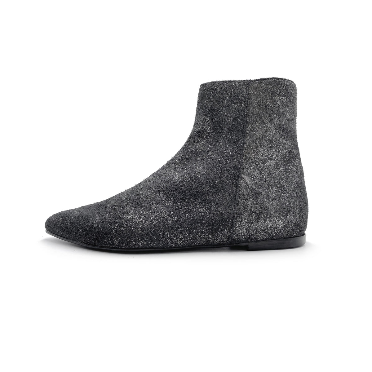 Bottines à talon intérieur en daim pailleté noir