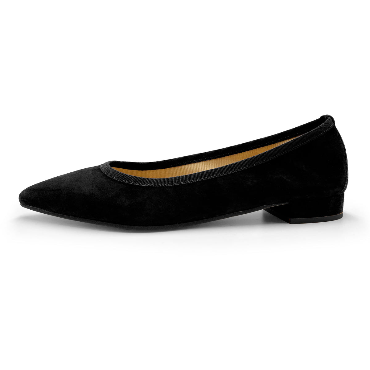 Schwarze spitze Wildlederballerinas