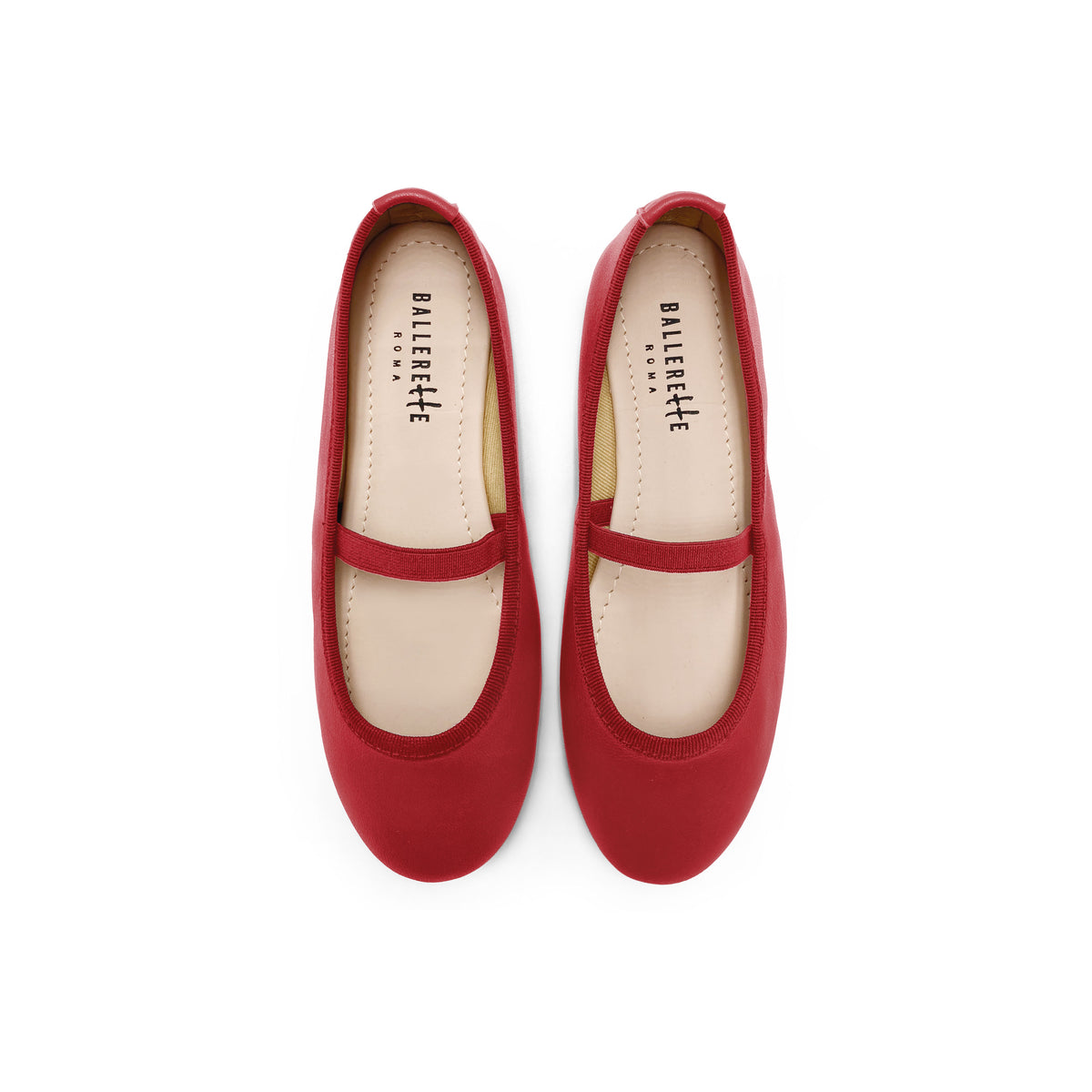 Rote Lederballerinas für Mädchen mit Gummizug