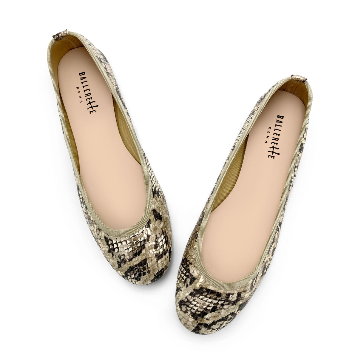 Ballerine animalier pitonate in pelle