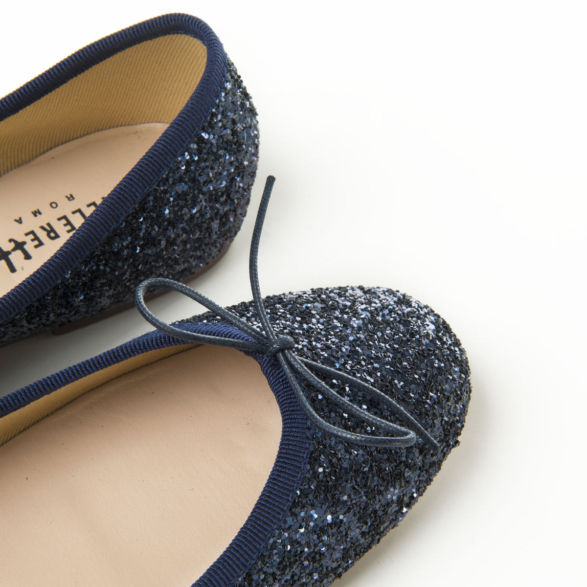 Blue glitter ballet flats