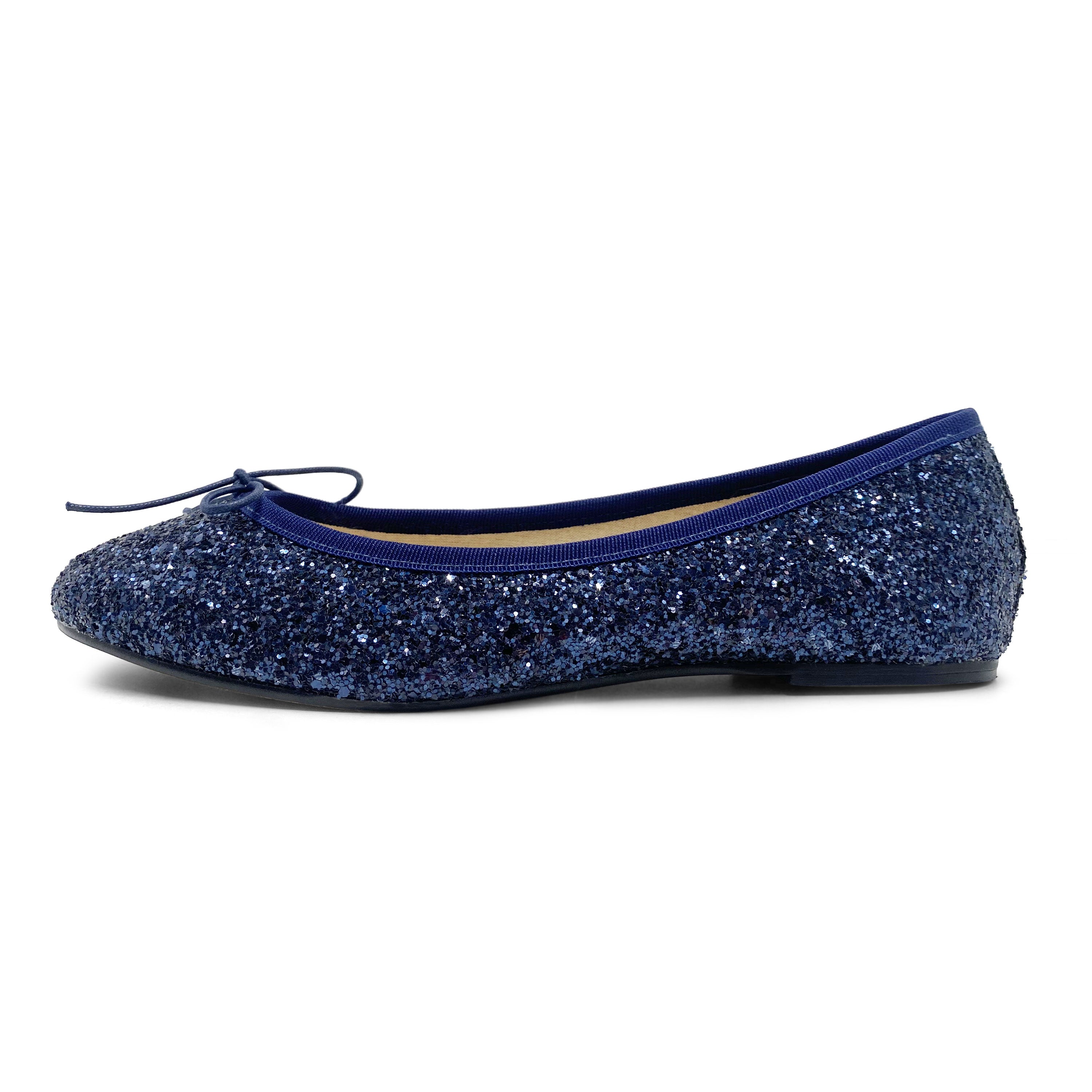 TT GO GREEN Kollektion - Blaue Glitzer-Ballerinas aus ECO-Stoff