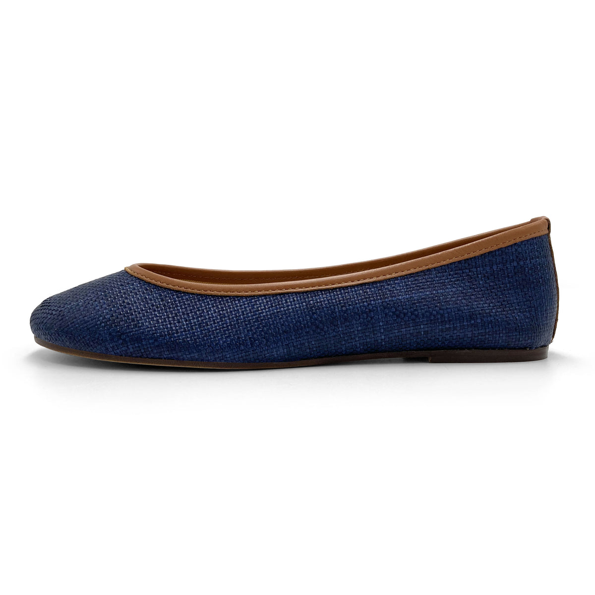 Blue summer raffia ballet flats