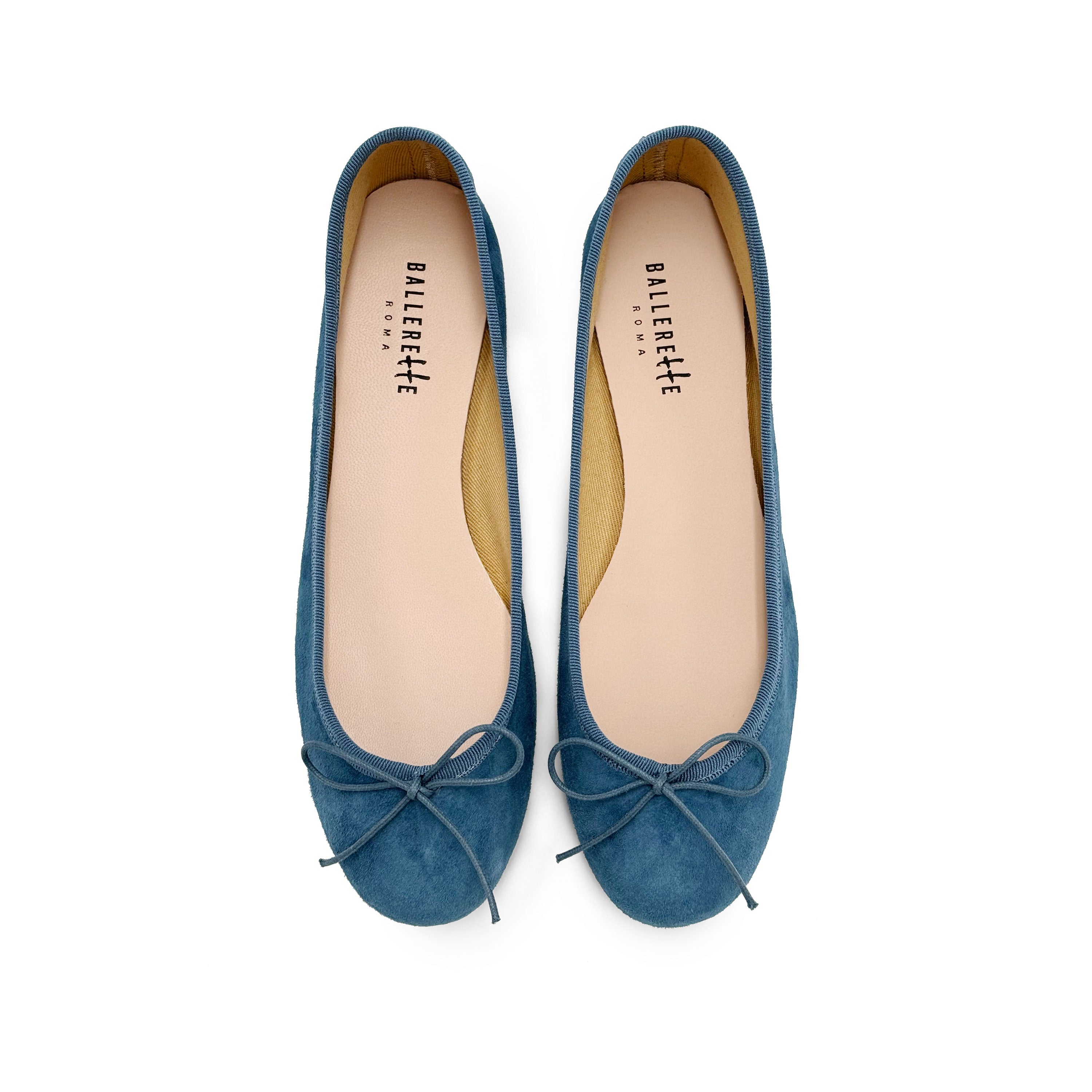 Ballerine blu ceruleo in camoscio