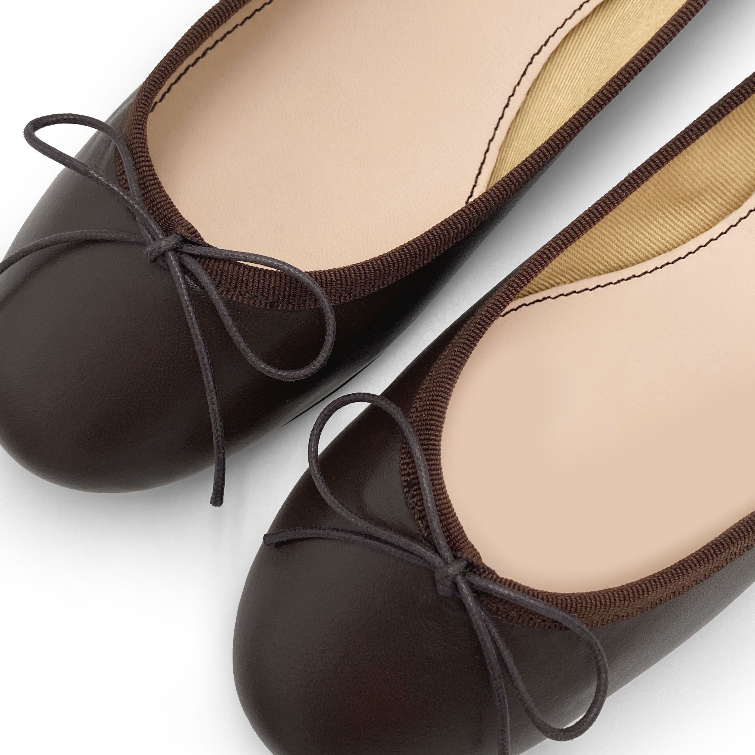 Dark-brown leather ballet flats