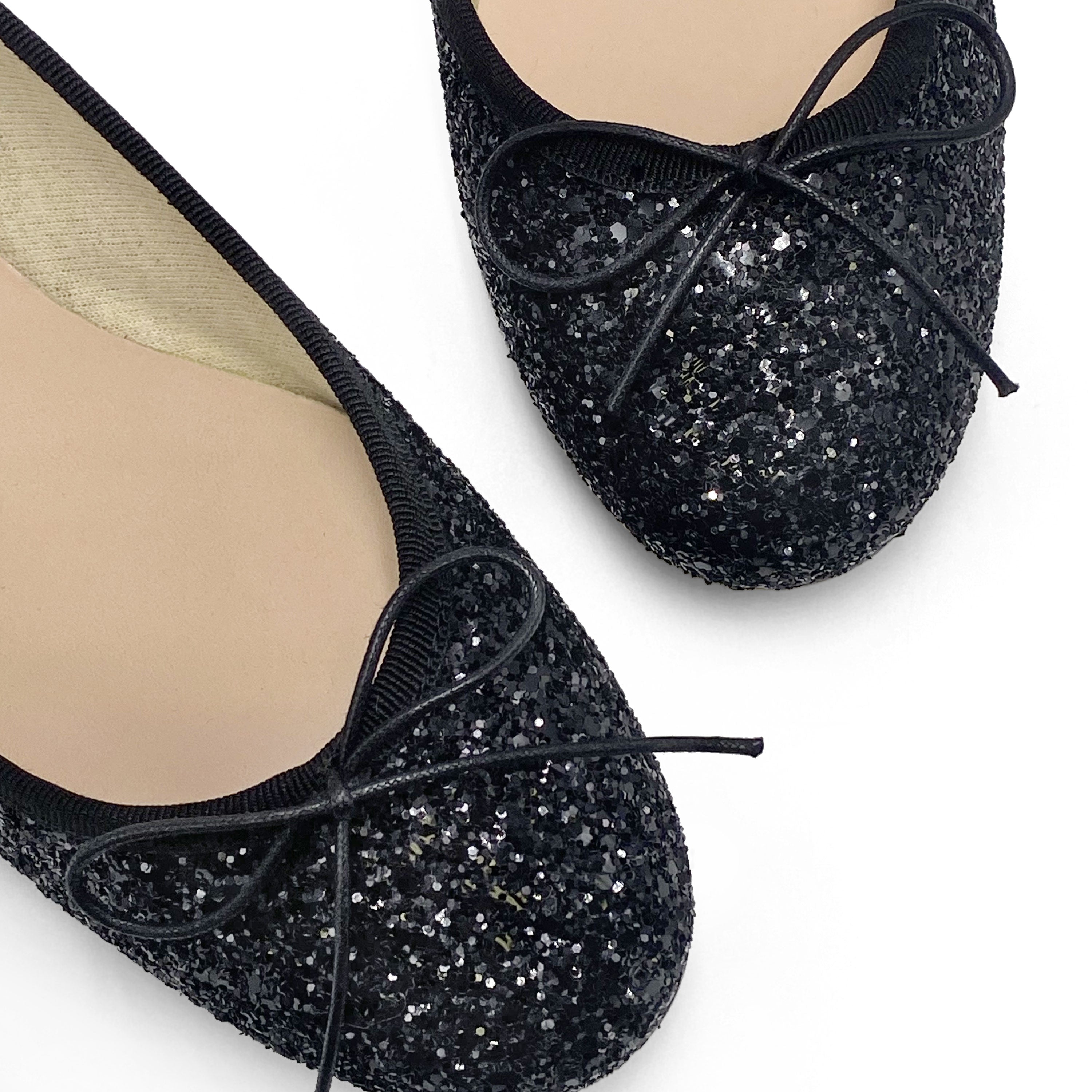 TT GO GREEN Kollektion - Schwarze Glitzer-Ballerinas aus ECO-Stoff