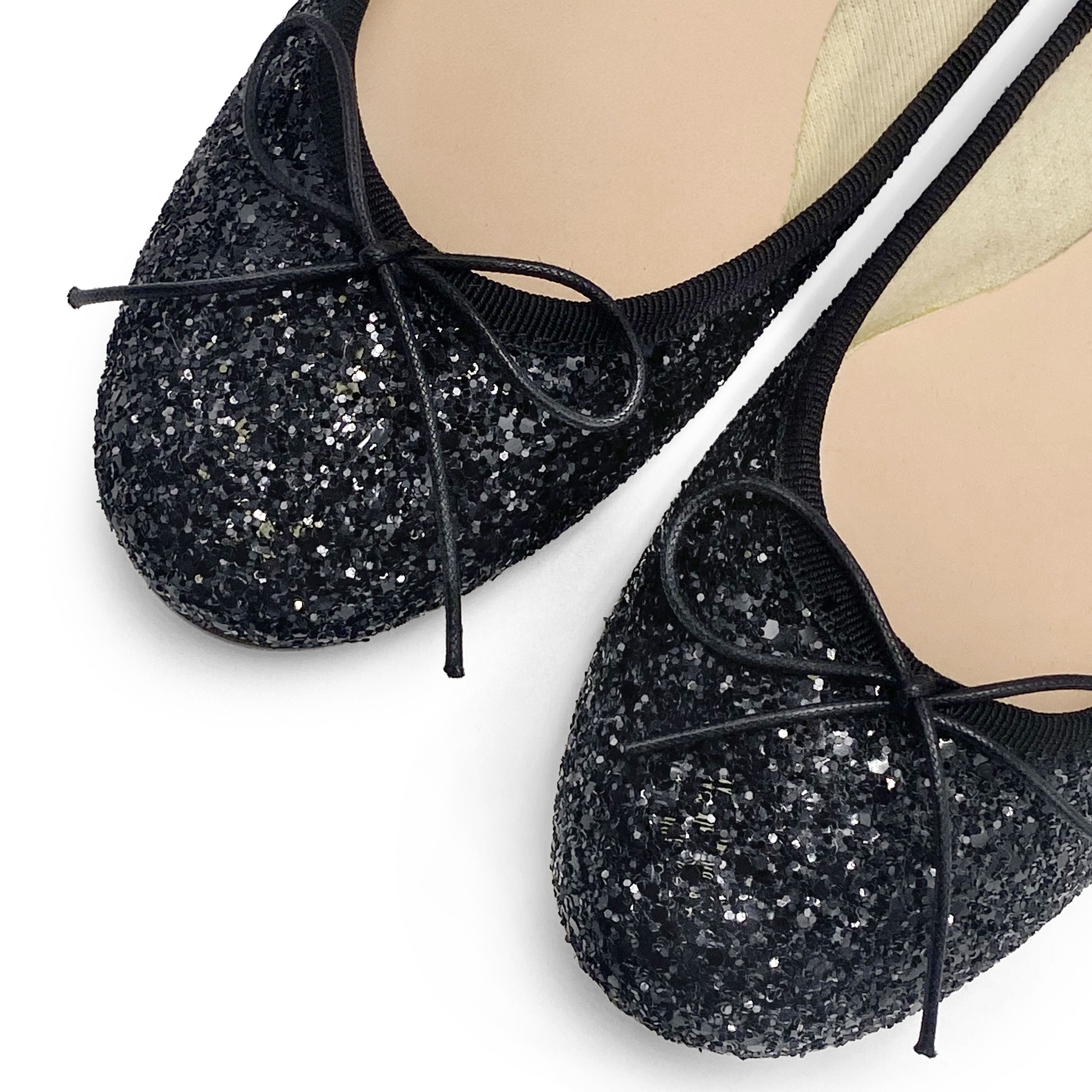 TT GO GREEN Kollektion - Schwarze Glitzer-Ballerinas aus ECO-Stoff