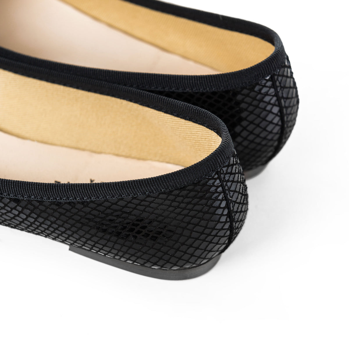 Black metallic suede ballet flats