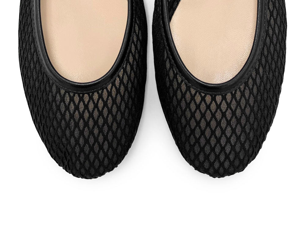 TT Go Green - Ballerines noir en tissu mesh eco-recyclé transparent