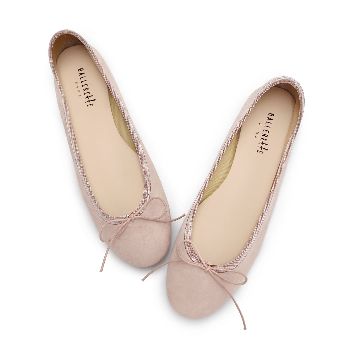 Rosafarbene Wildlederballerinas