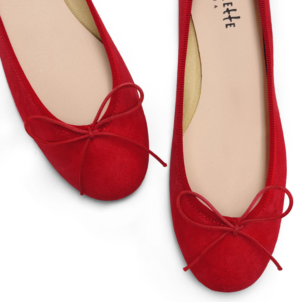 Rote Ballerinas aus Wildleder
