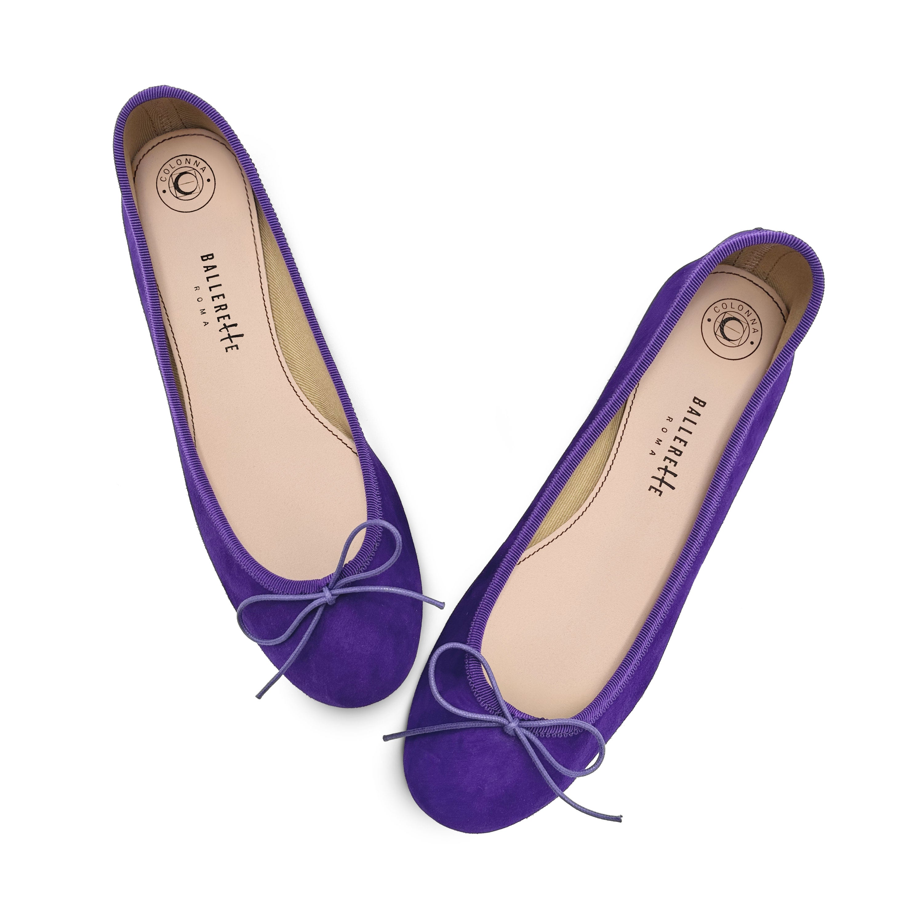 Lila Wildlederballerinas