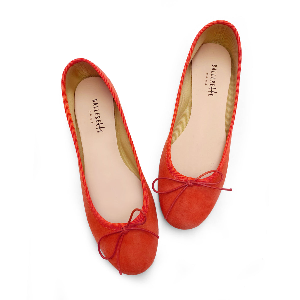 Kürbisfarbene Wildlederballerinas