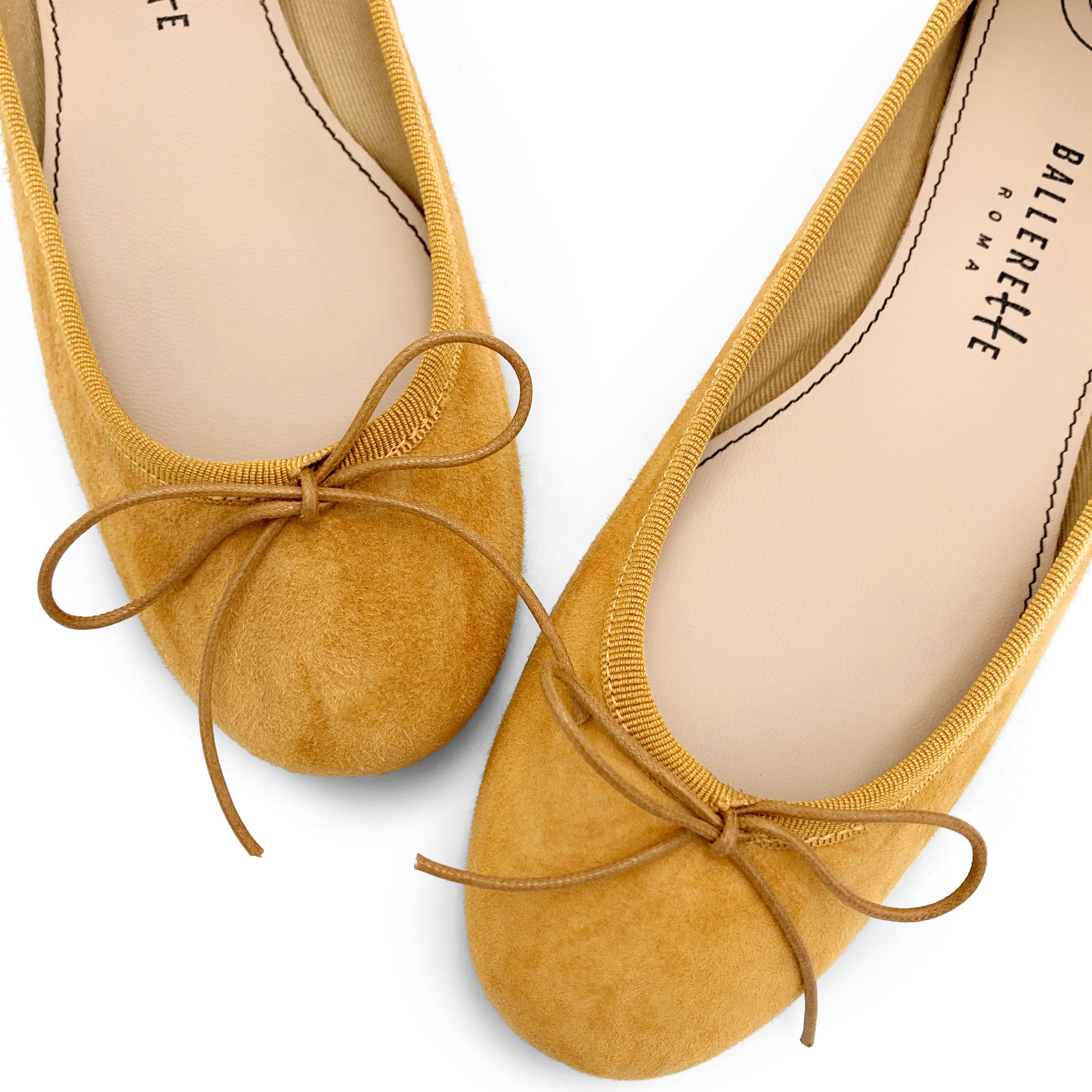 Mustard yellow suede ballet flats
