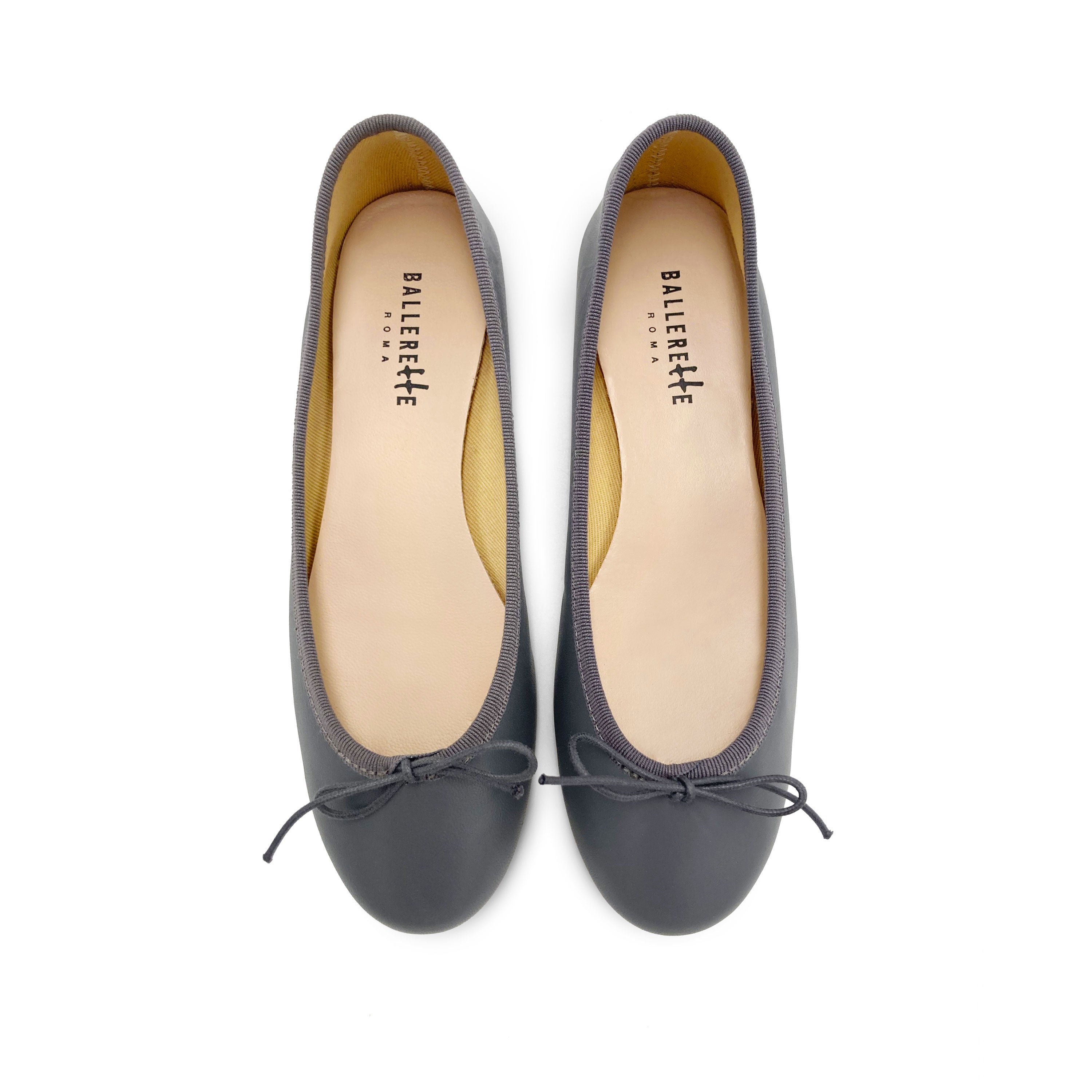Dark grey leather ballet flats