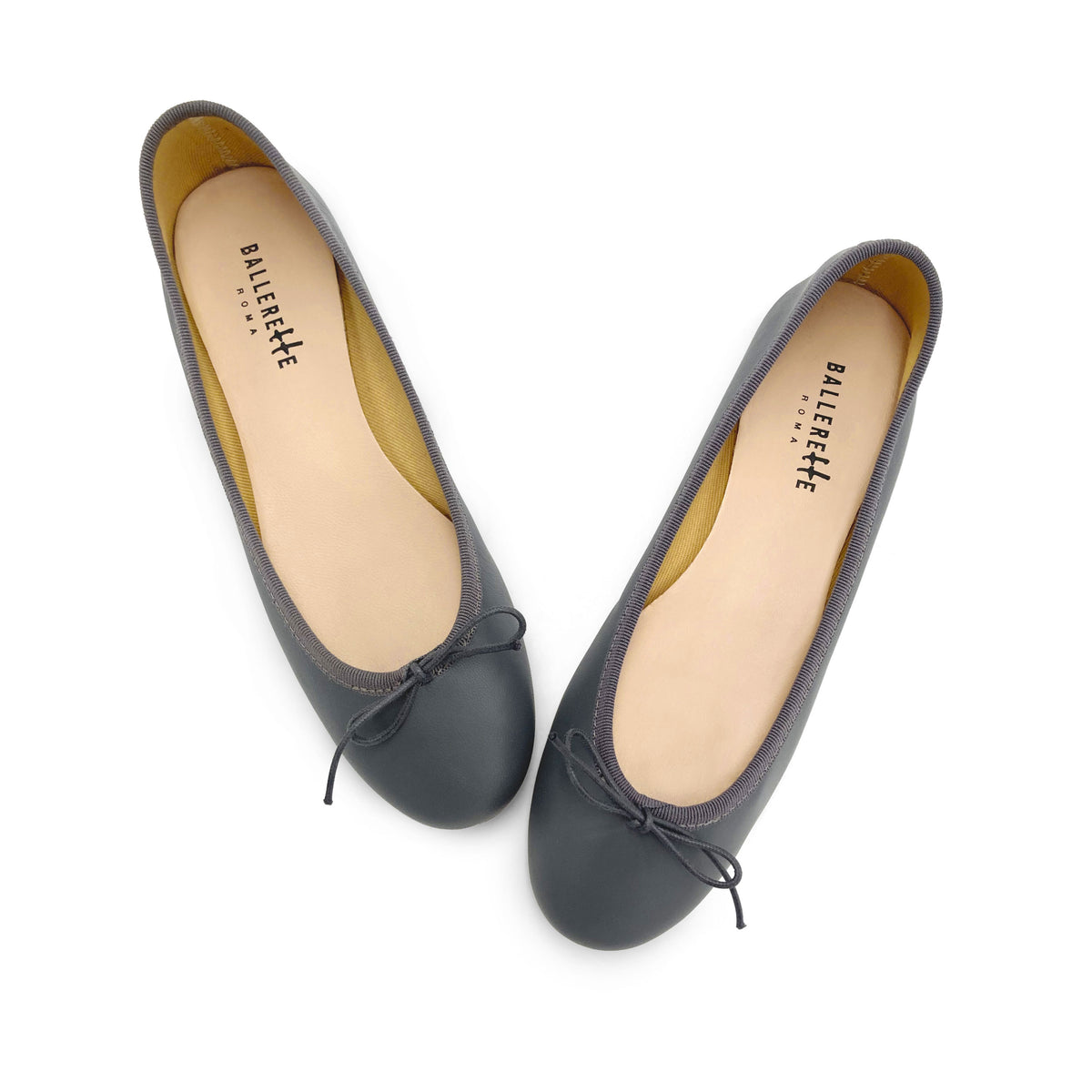 Dark grey leather ballet flats