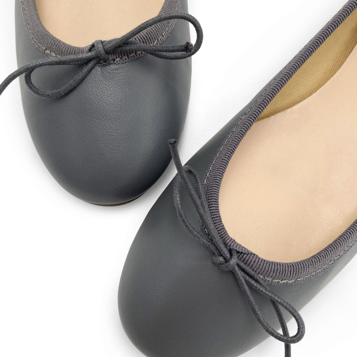 Dark grey leather ballet flats