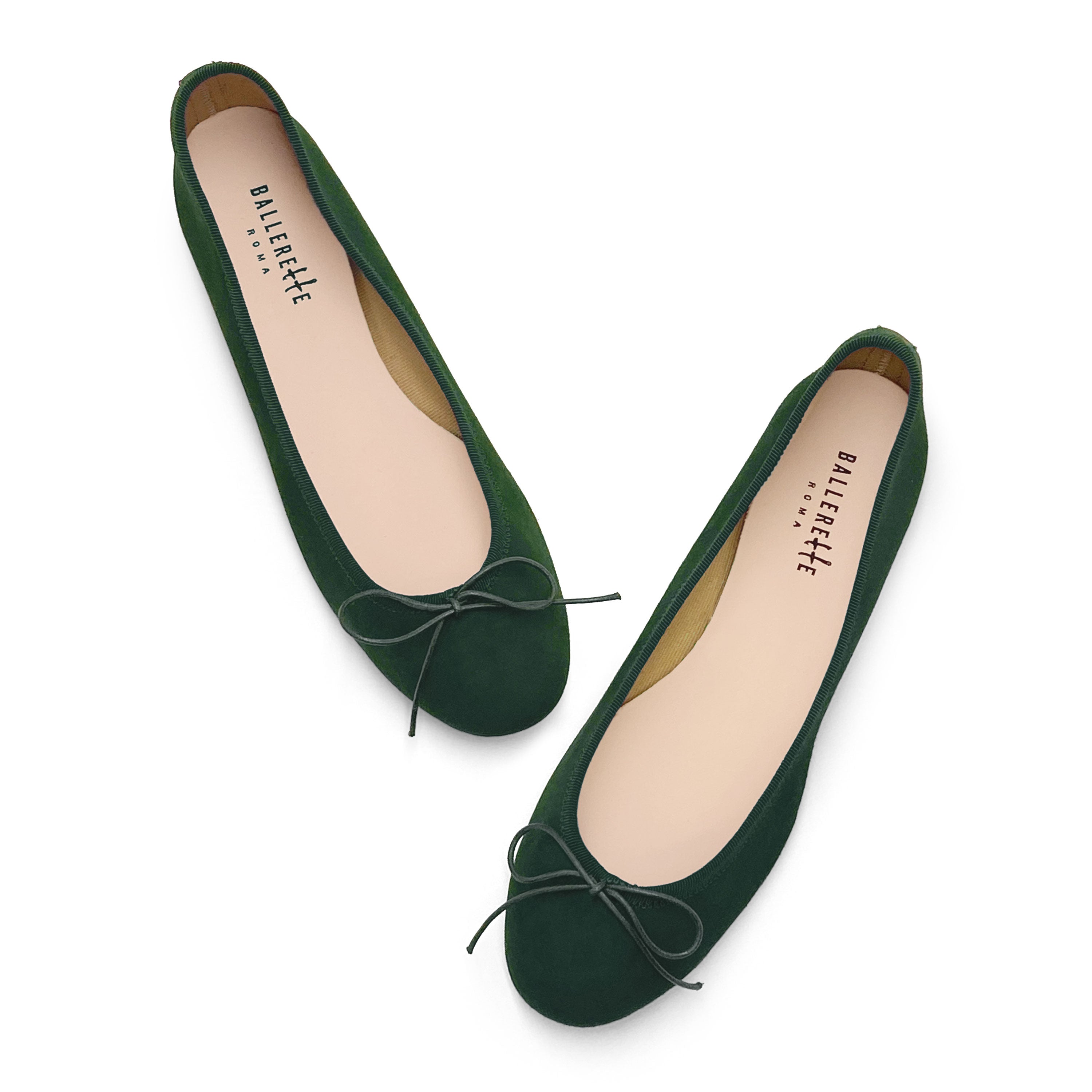 Ballerine in camoscio verdi bottiglia