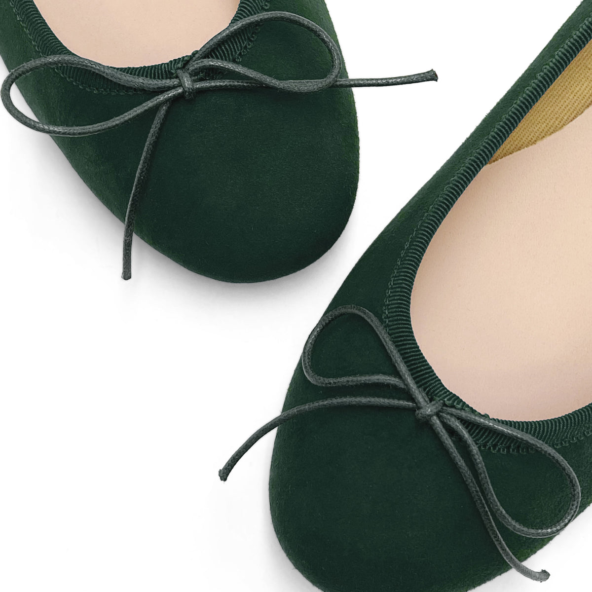 Flaschengrüne Wildlederballerinas