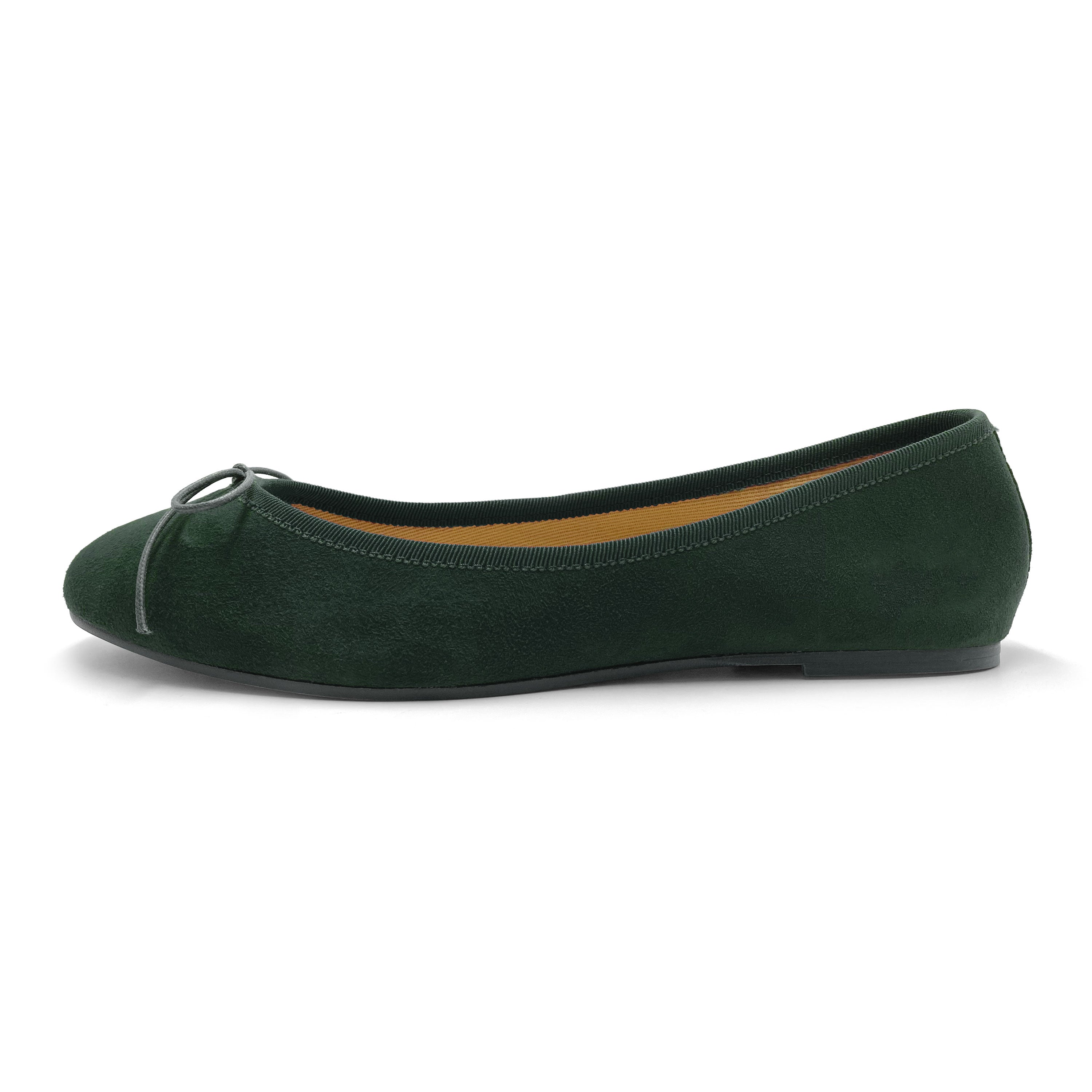 Flaschengrüne Wildlederballerinas