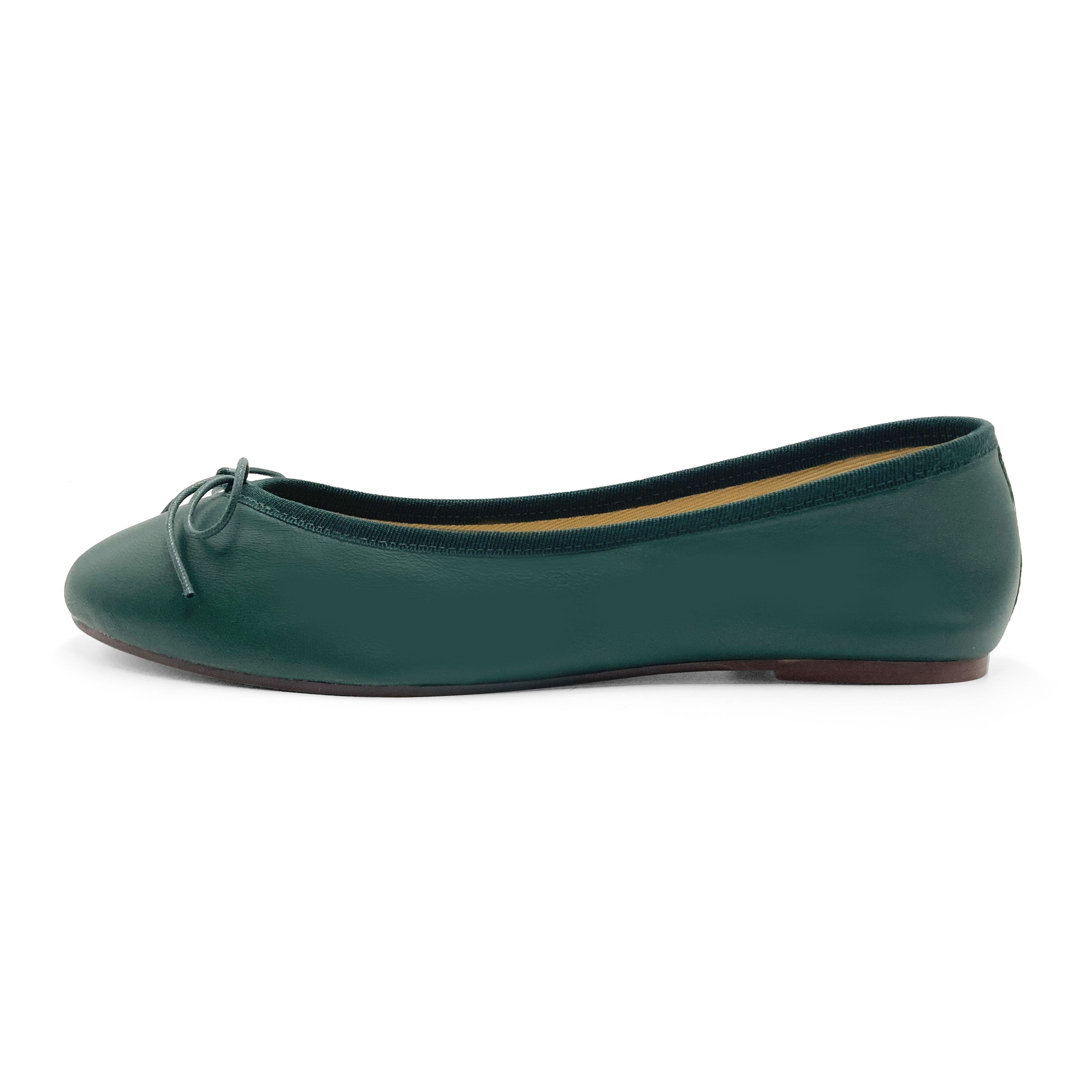 Flaschengrüne Lederballerinas
