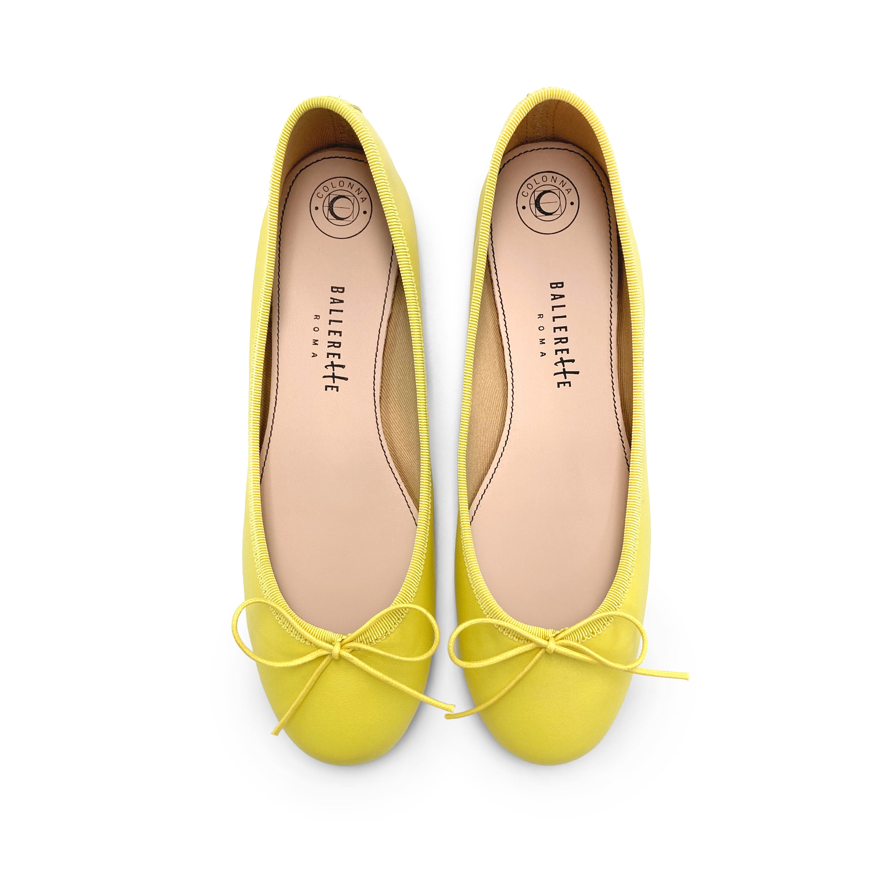 Bailarinas de piel en color amarillo limón