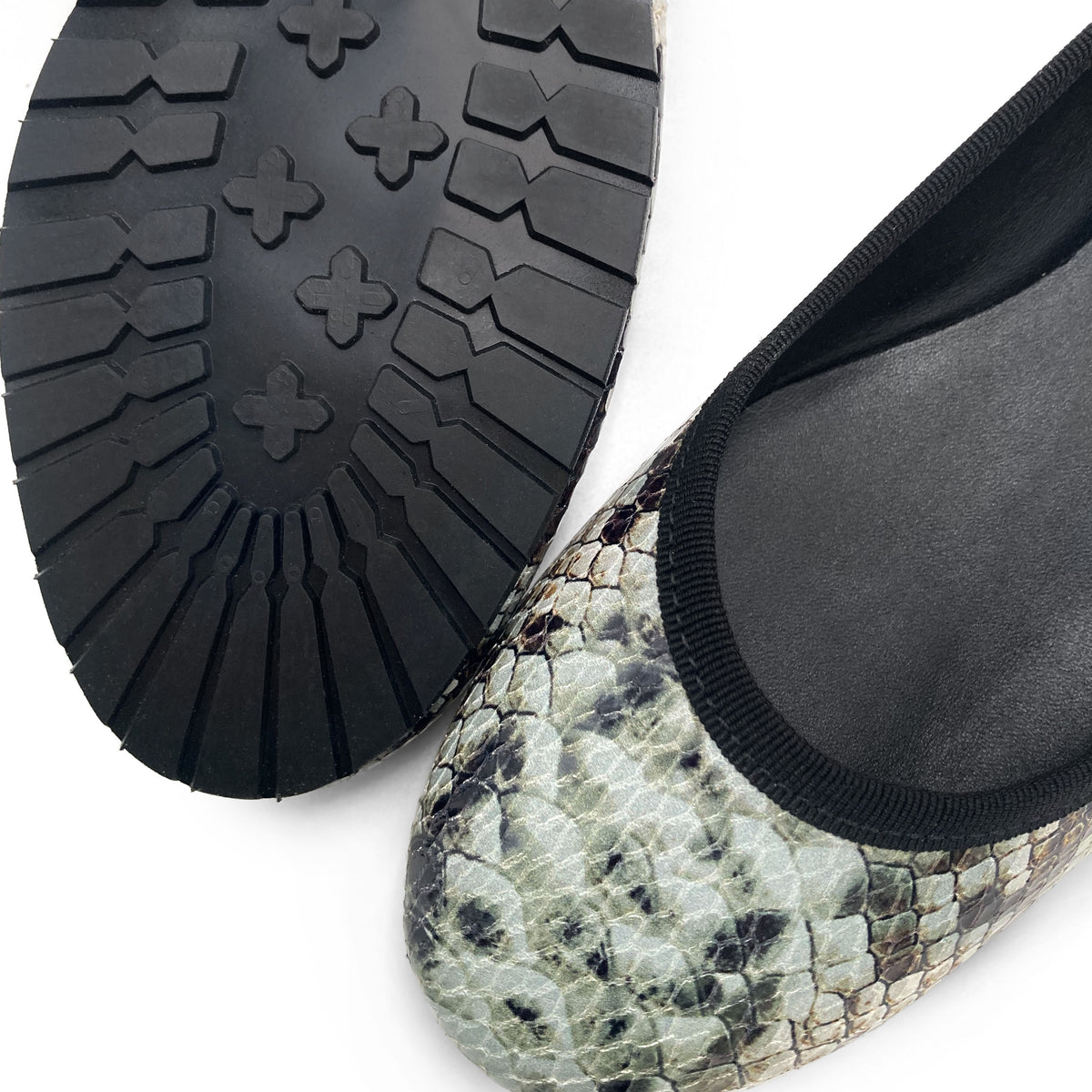 Ballerine animalier pitonate in pelle