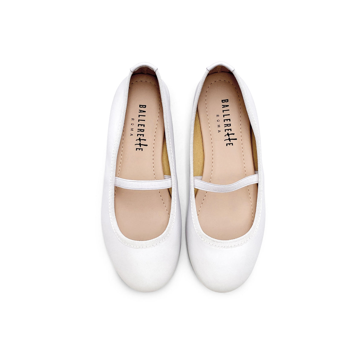 Ballerine bambina bianche in pelle con elastico