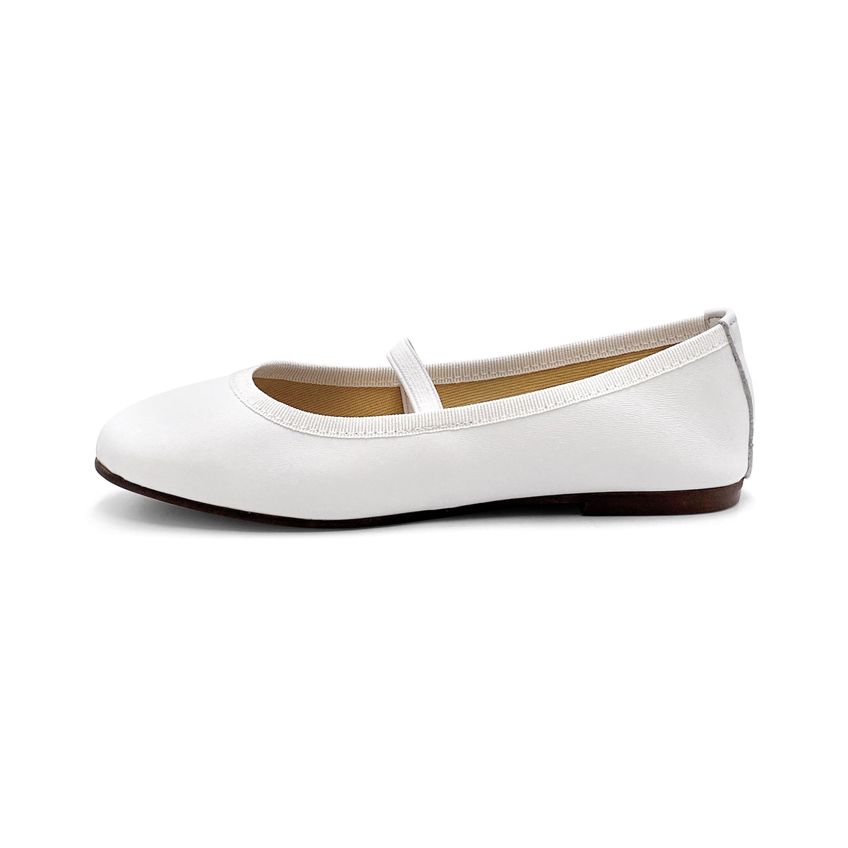 Ballerines fille en cuir blanc avec élastique
