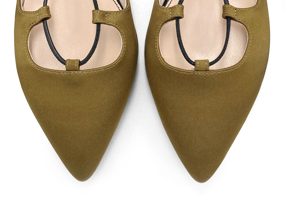 TT GO GREEN COLLECTION - Ballerine mostarda con lacci alla schiava in raso ecologico