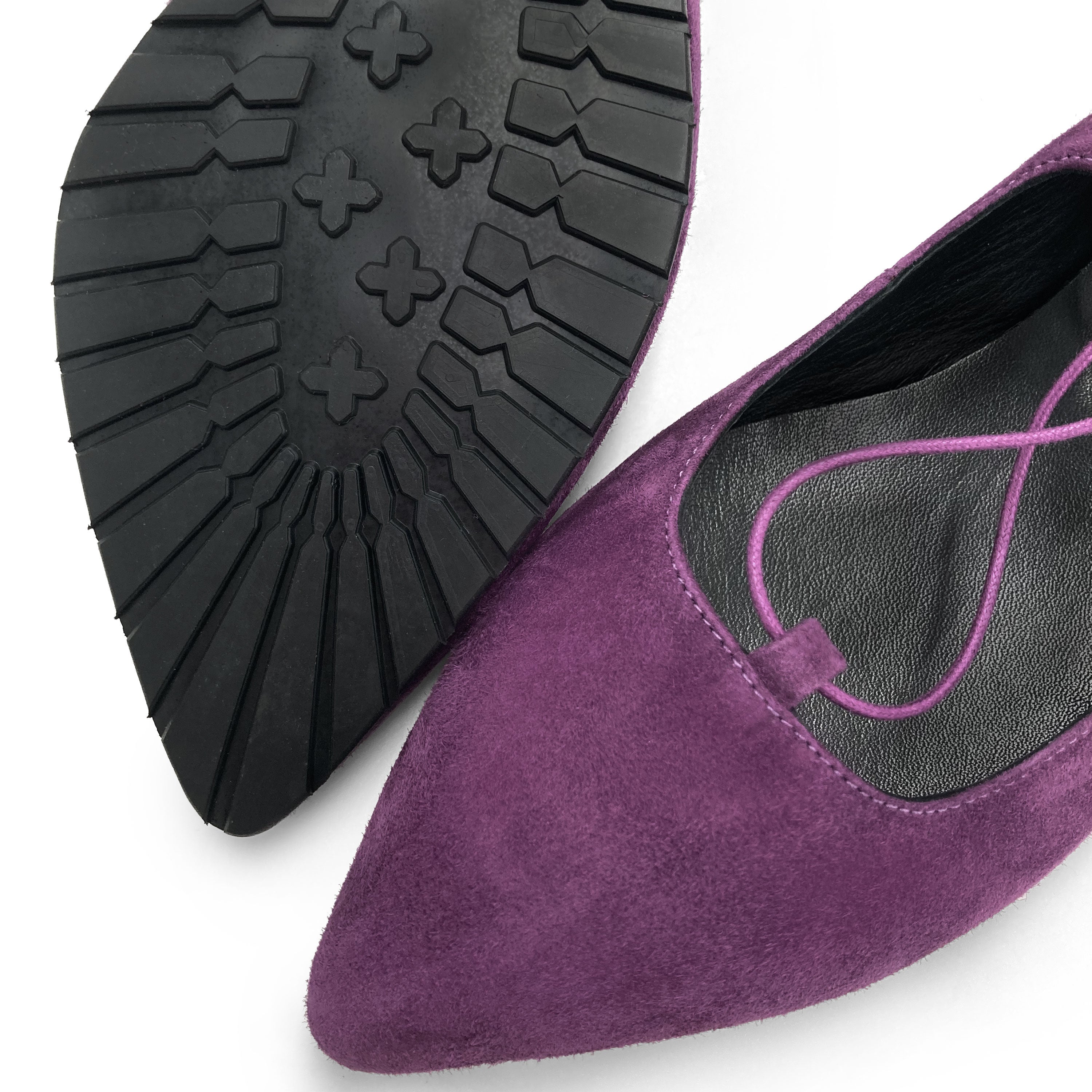 Ballerines à lacets style spartiate en daim violet