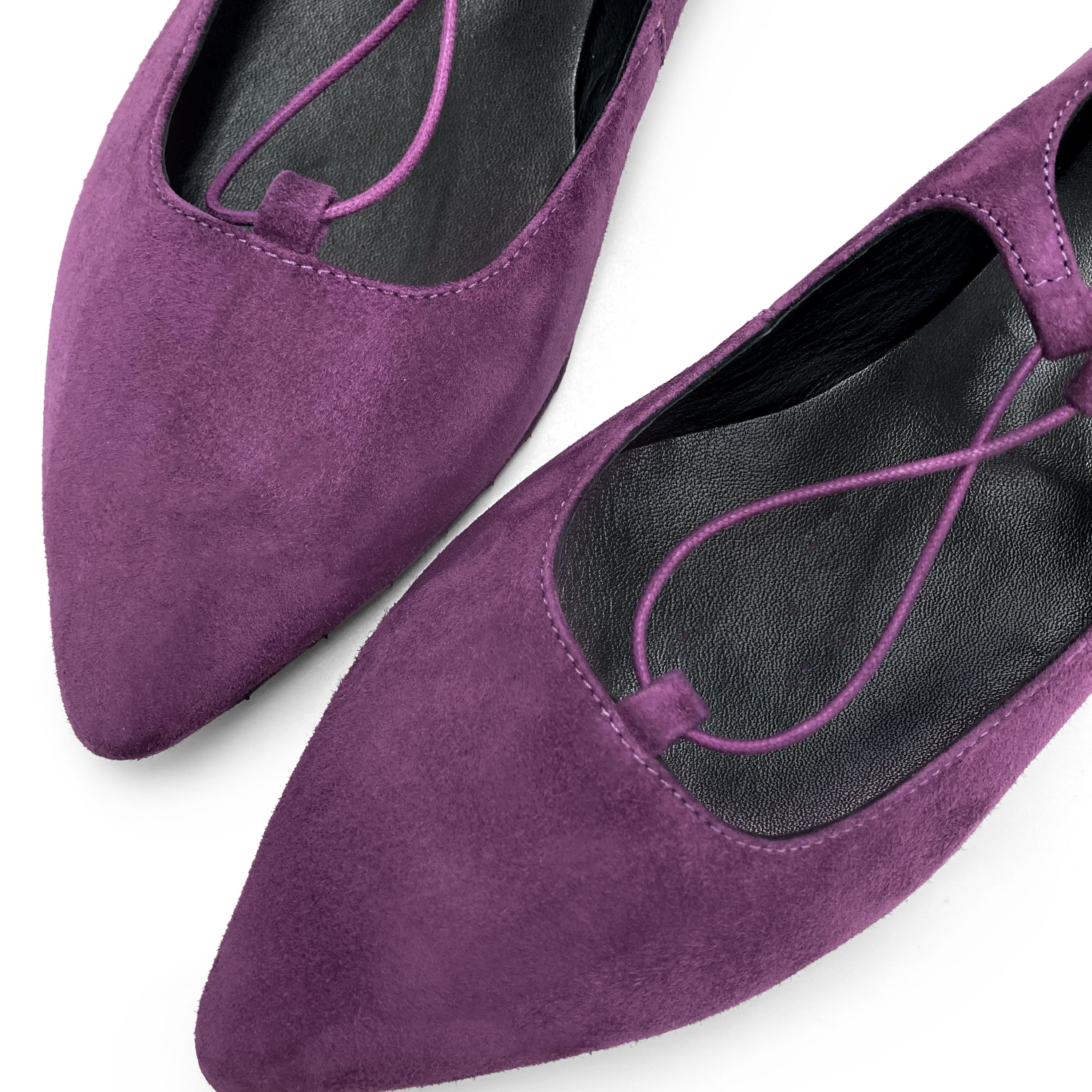 Ballerines à lacets style spartiate en daim violet