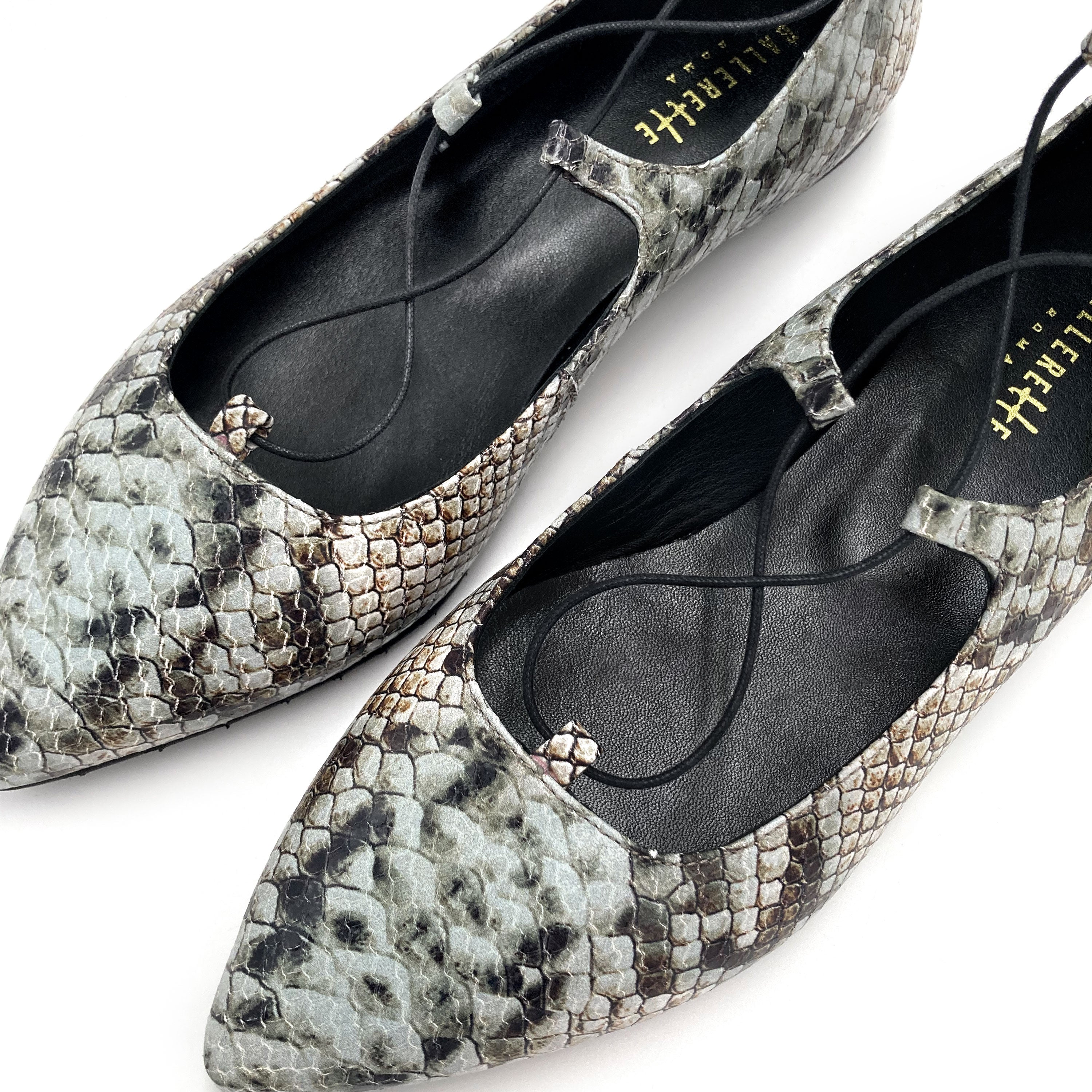 Ballerine con lacci alla schiava animalier pitonate